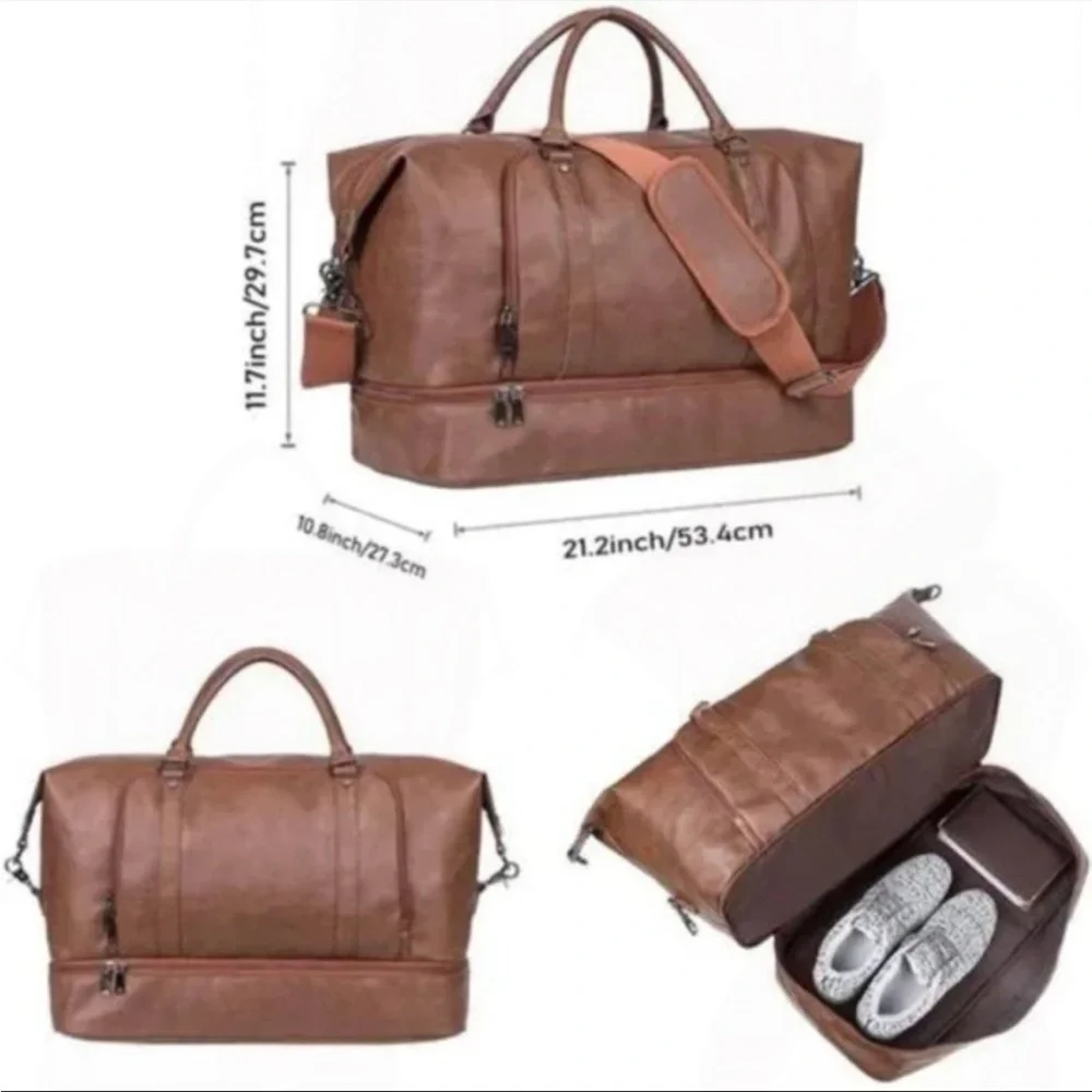 New Large Overnight Travel Duffle Tote Bags, Brown